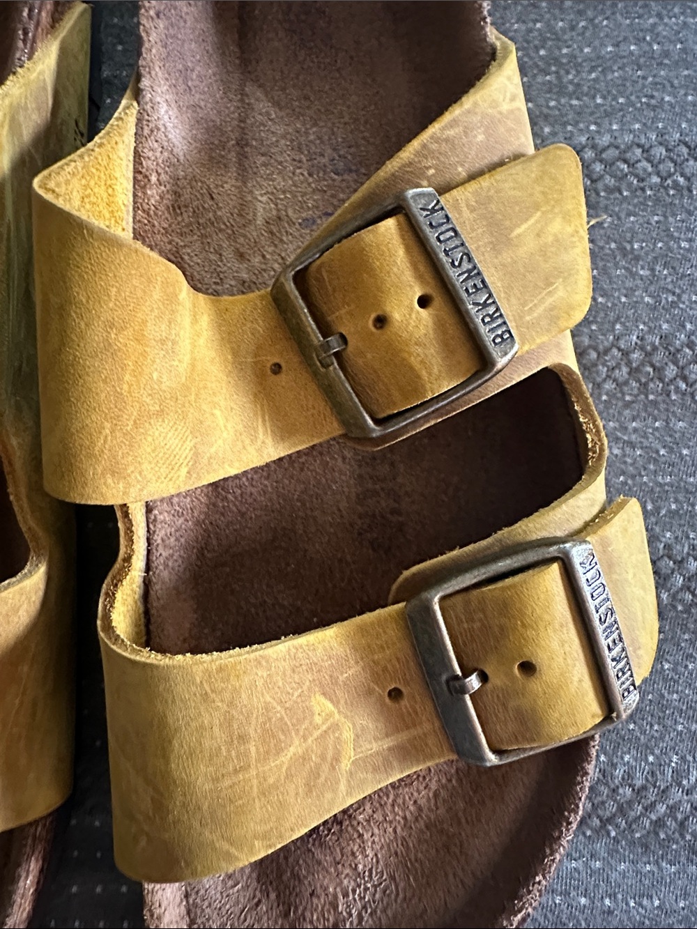 Birkenstock Woman’s Two-Strap Sandals in Mustard Yellow - Picture 5 of 9